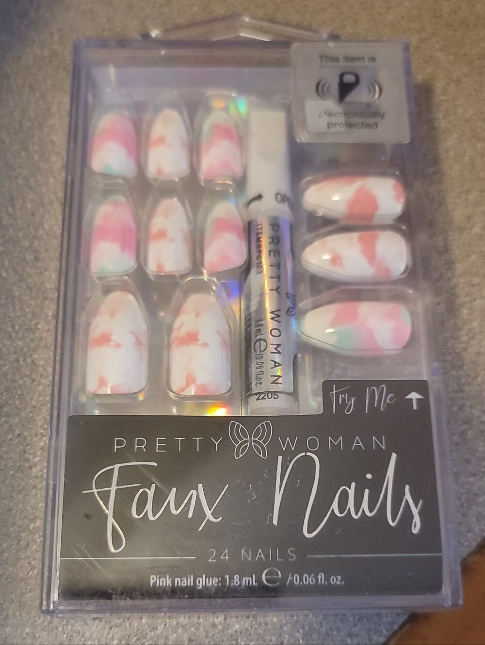 Pink Marble Faux Nails Set